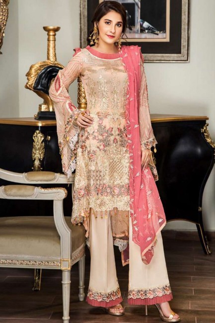 Pink color Georgette Palazzo Suit