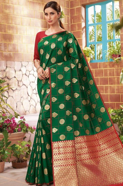 Green color Soft Silk South Indian Saree