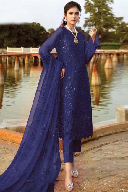 Blue color Georgette Salwar Kameez