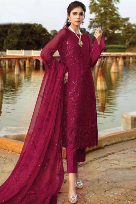 Alluring Maroon color Georgette Salwar Kameez