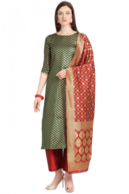 Designer Green color Weaving Jaquard Salwar Kameez
