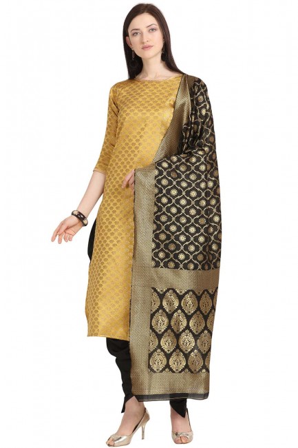Designer Yellow color Weaving Jaquard Salwar Kameez