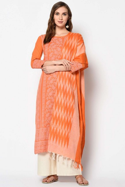 Orange color Cotton Salwar Kameez