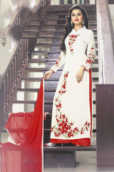 Luring White color Georgette Salwar Kameez