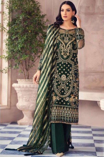 Palazzo Suit in Green Net with Net