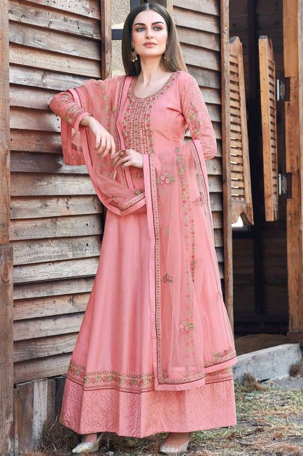 Light Pink Anarkali Suit with Silk