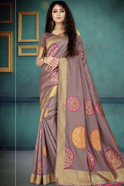 Latest Purple Weaving Saree in Silk