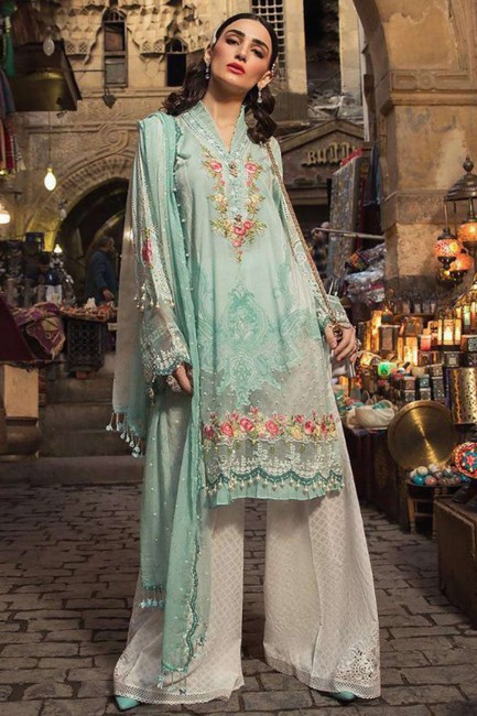 Sea Green Palazzo Suit with Cotton