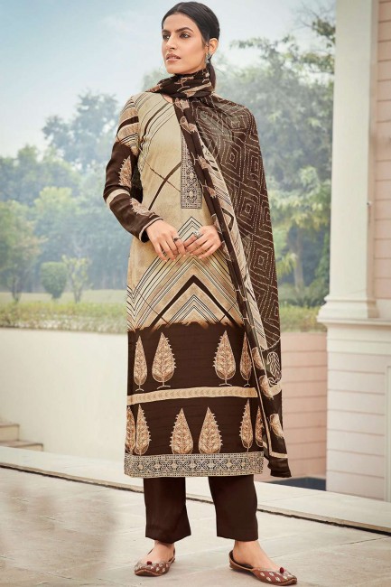 Multicolor Palazzo Suit in Crepe with Crepe