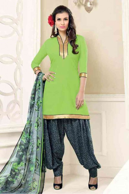 Stylish Green color Poly Crepe Patiala Salwar Kameez