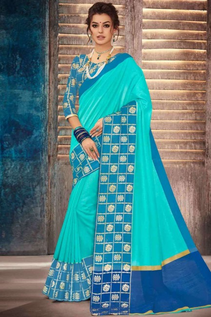 Ravishing Banarsi jacquard Saree in Turquoise