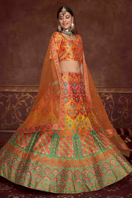 Multy  Wedding Lehenga Choli with Printed Art silk