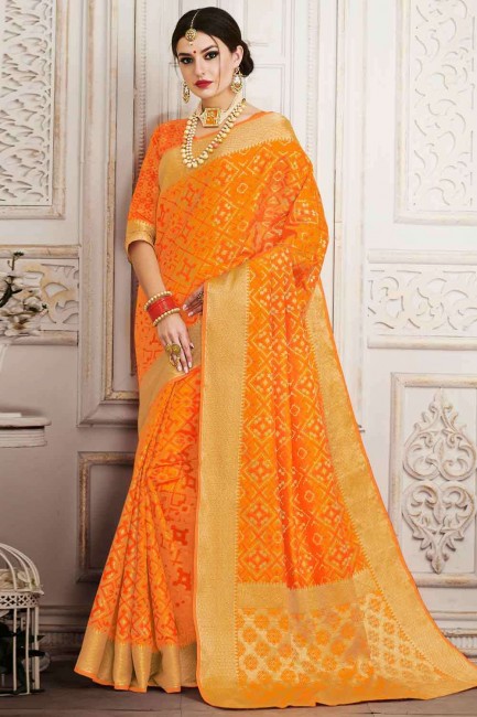 Orange South Indian Saree Silk