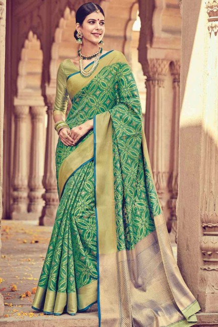 Impressive Silk Green Saree with Blouse