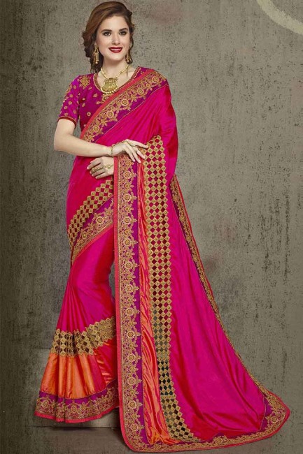 Exquisite Pink Silk Saree