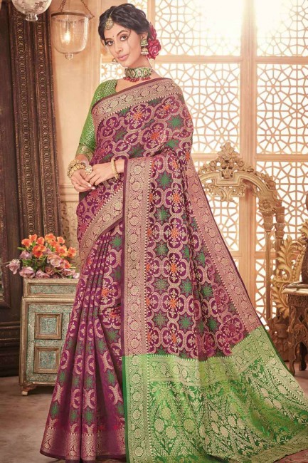 Patola silk Saree with in Purple
