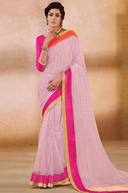 Pink  Silk Indian Saree