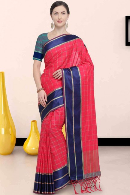 Magenta Saree with  Art silk