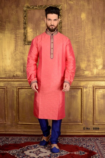 Pink Jaqurd Silk Brocade Ethnic Wear Kurta Readymade Kurta Payjama