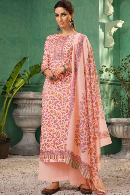 Adorable Pink Palazzo Suits with Printed Satin