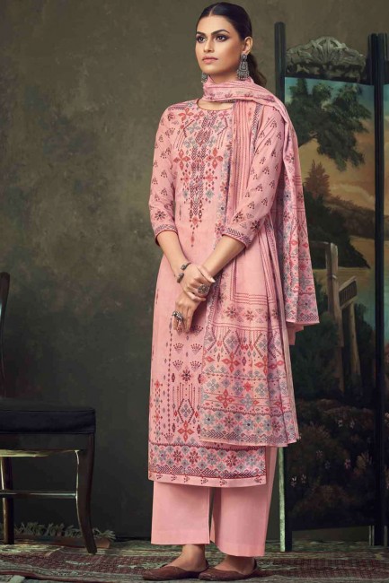 Printed Cotton Palazzo Suit in Pink