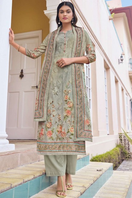Jam sati Green n Digital print Eid Palazzo Suit with Dupatta