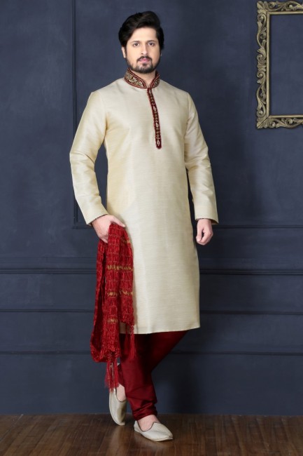 Elegant Gold Art Banarasi Silk Ethnic Wear Kurta Readymade Kurta Payjama