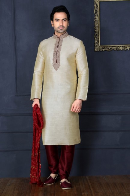 Indian Ethnic Gold Art Banarasi Silk Ethnic Wear Kurta Readymade Kurta Payjama