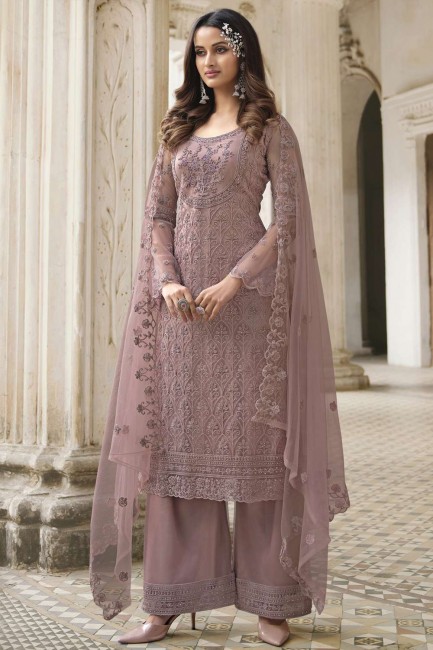 Net Palazzo Suit with Crystal