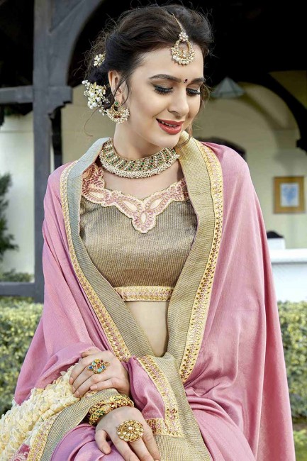Indian Ethnic Pink Fancy Fabric saree