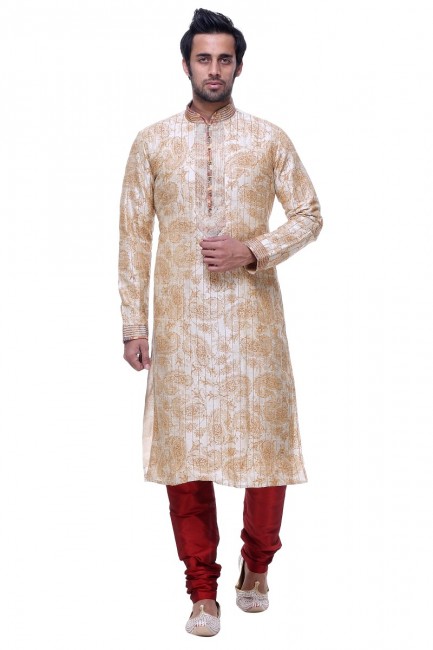 Indian Ethnic Gold Silk Ethnic Wear Kurta Readymade Kurta Payjama