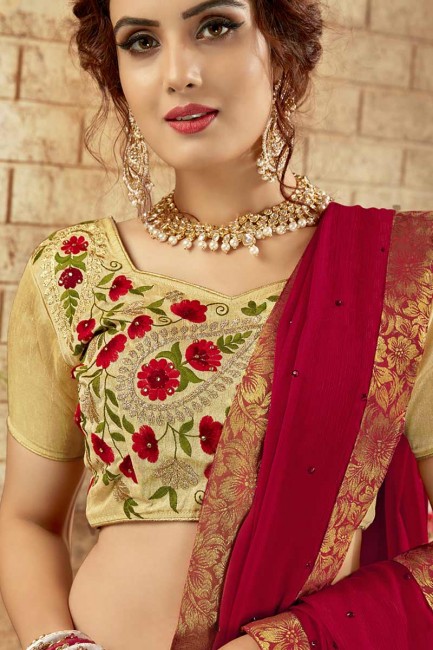 Gorgeous Red Georgette saree