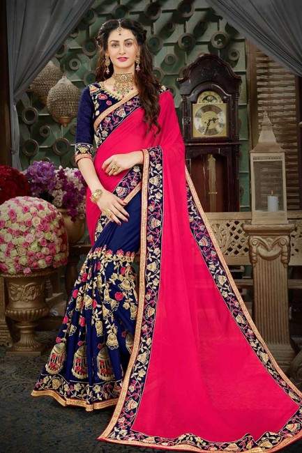 Enticing Red Georgette saree