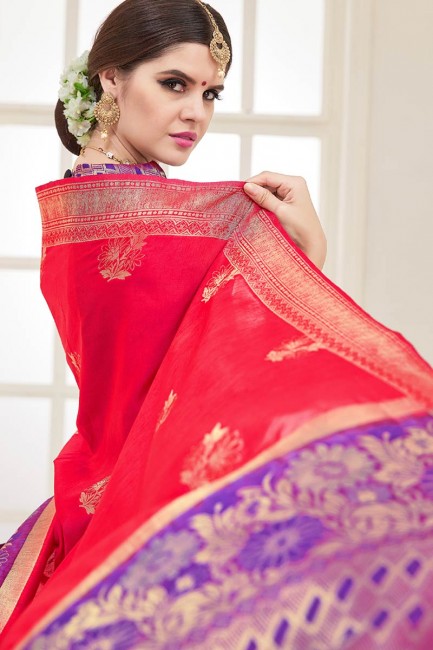 Gorgeous Red Nylon Silk saree