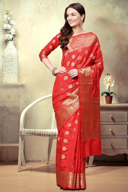 Beautiful Red Silk Blend saree
