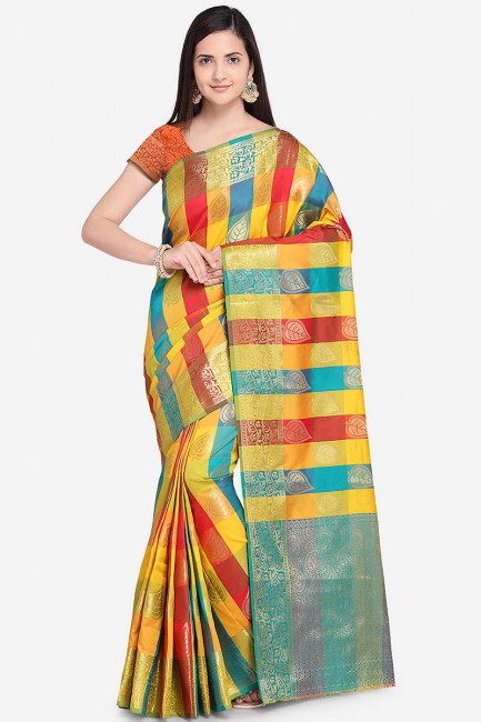 Fascinating Multi Color Silk Blend saree