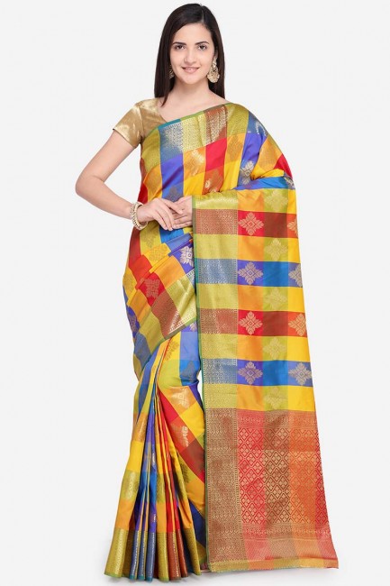Exquisite Multi Color Silk Blend saree