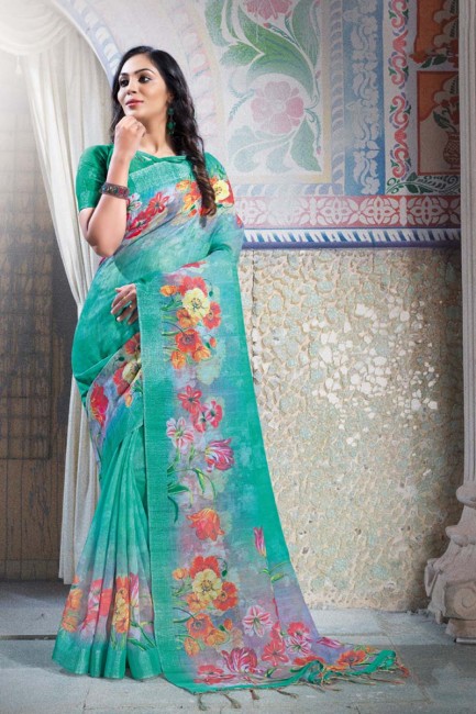 Beautiful Multi Color Pure Linen saree