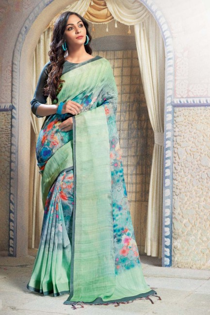 Splendid Multi Color Pure Linen saree