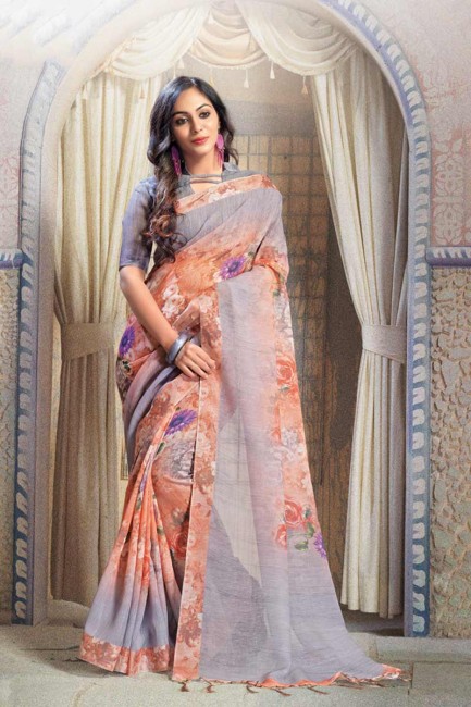 Glorious Multi Color Pure Linen saree