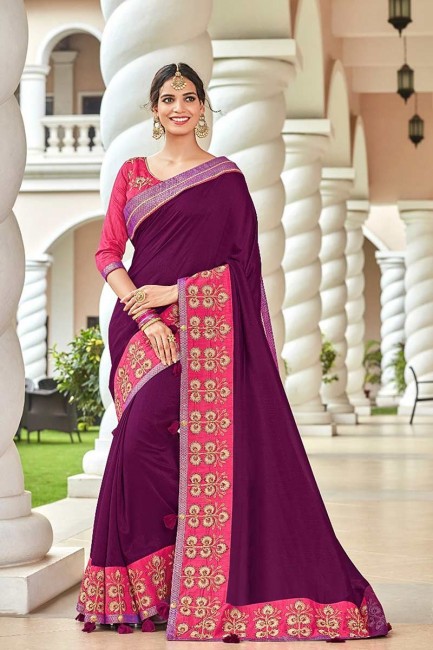 Purple Twon Tone Art Silk saree
