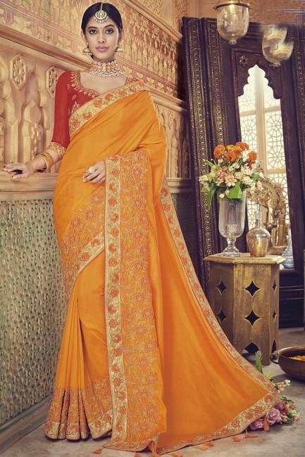 New Orange Silk saree