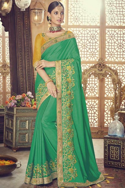 Fascinating Green Silk saree