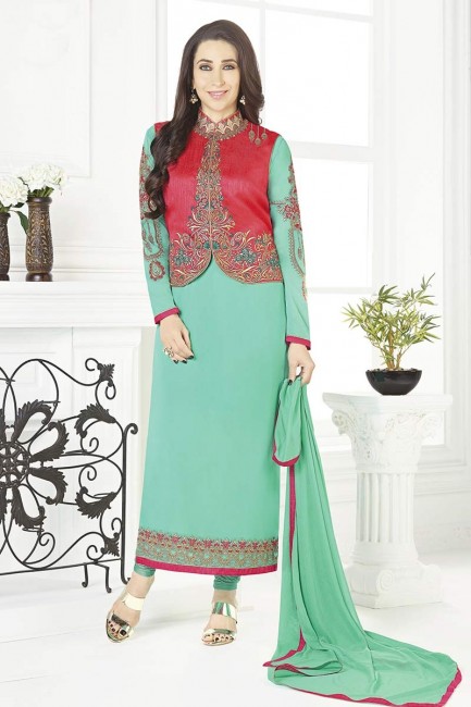 Classy Red Georgette Churidar Suit