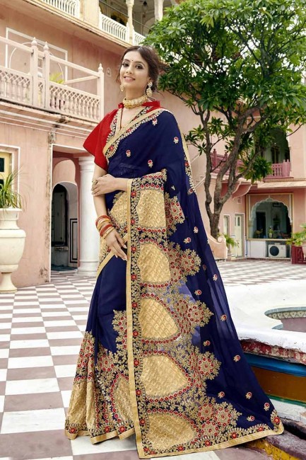 Enticing Nevy Blue Georgette saree