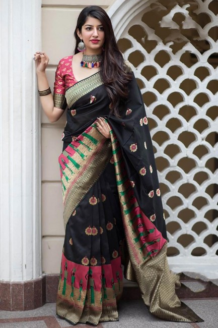 New Black Banarasi Silk saree