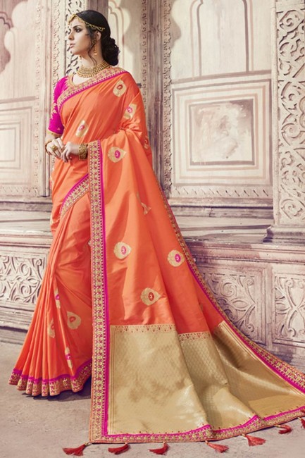 Elegant Yellow Heavy Banarasi Silk saree