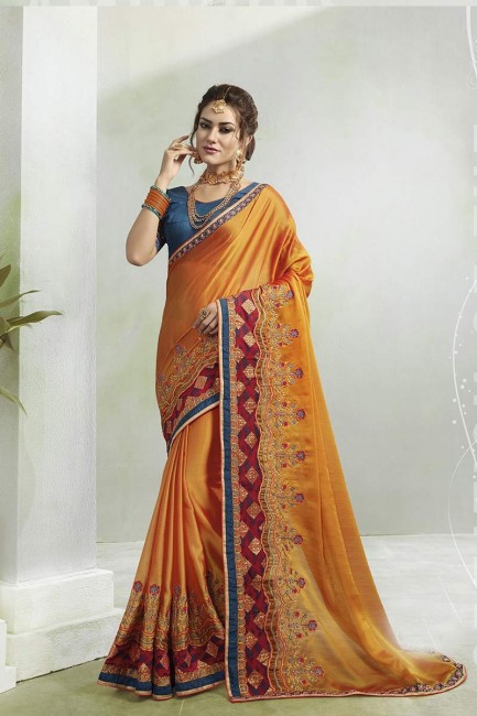 Yellow Two Tone Georgette saree