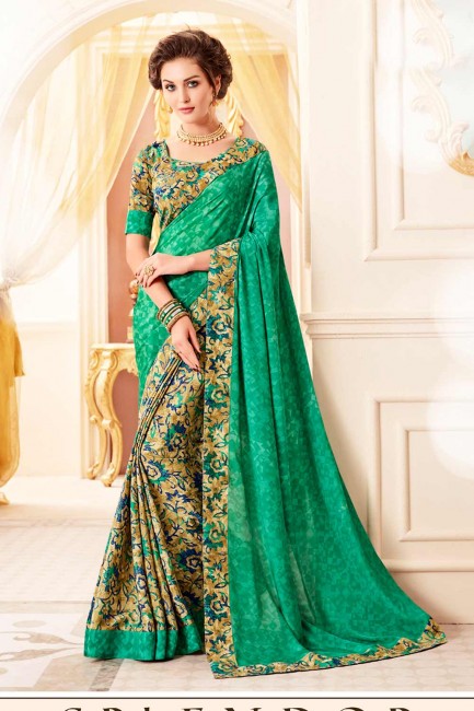 Gorgeous Green Art Silk saree