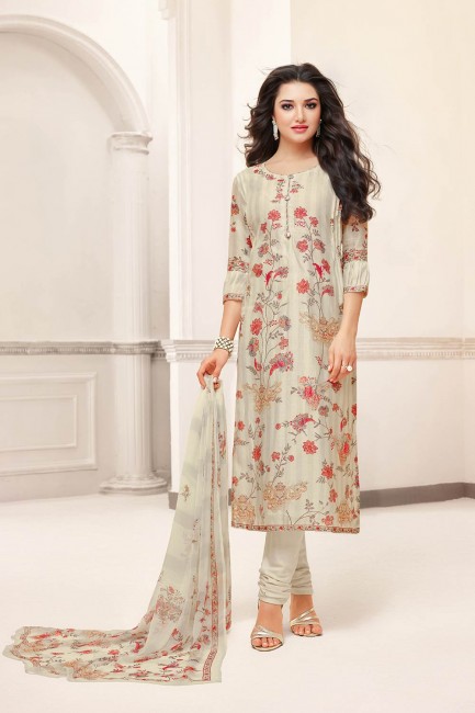 Beautiful Off White Pure Cotton Camric Palazzo Suit